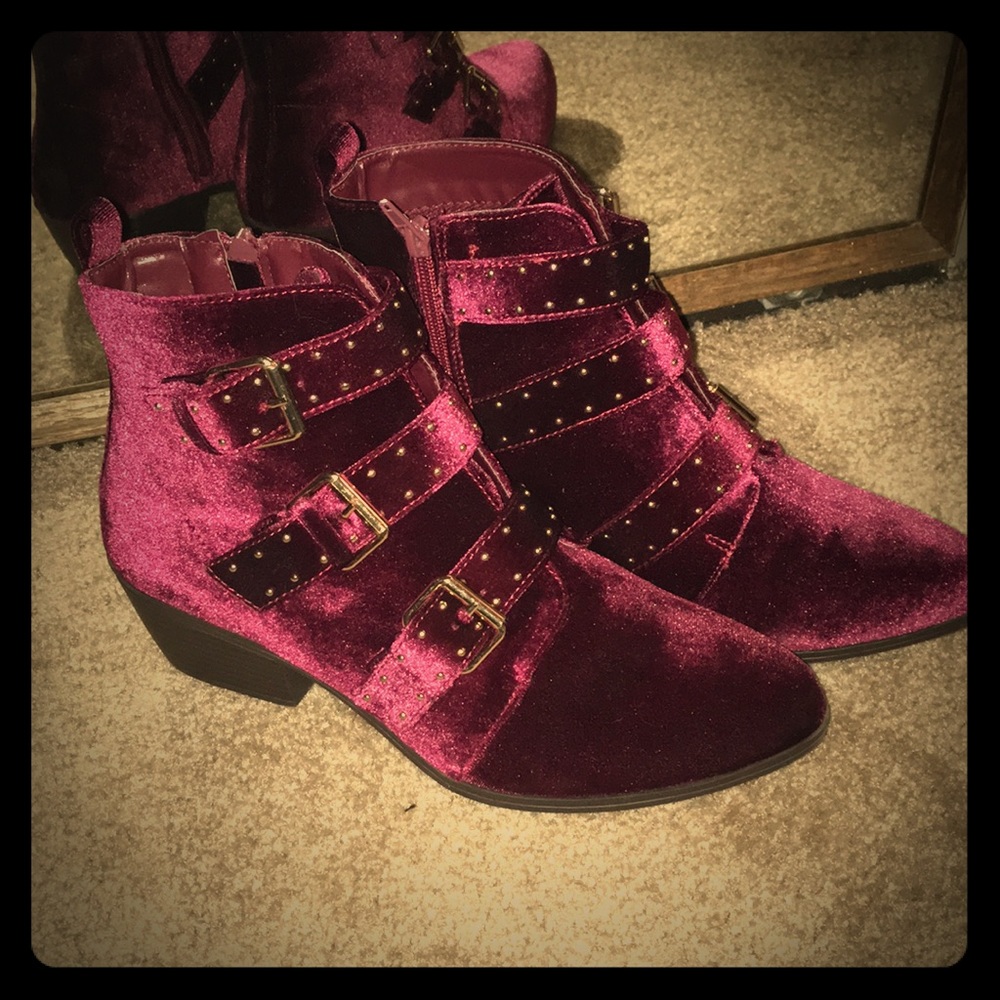 Burgundy booties